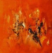 1997,V oranžovém světle, olej,plátno,50x50
