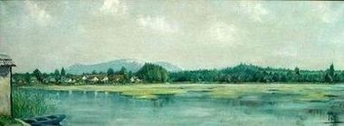 Novoveský rybník,olej,plátno 100x50,(1975)